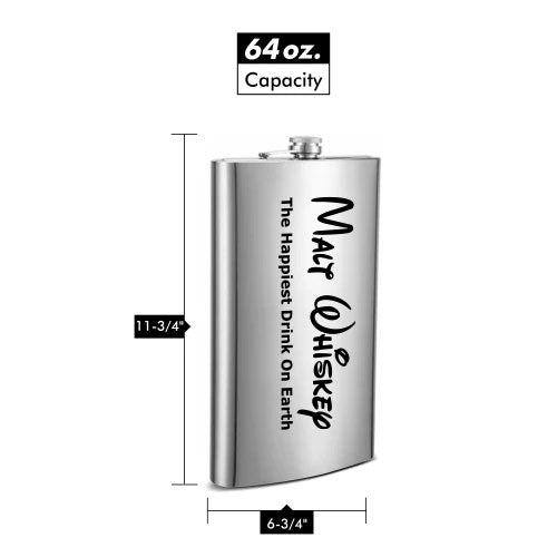 64oz Giant Flask with Malt Whiskey Disney style logo